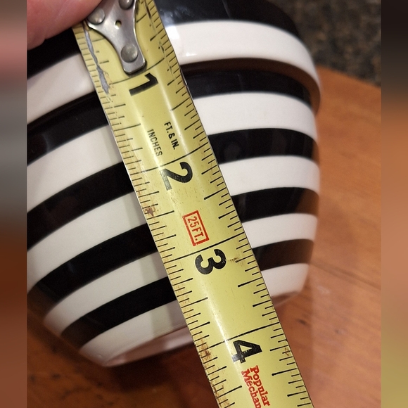Striped Stacked Bowl Set Of Three Black White Orange Terramoto Ceramic - Picture 7 of 10